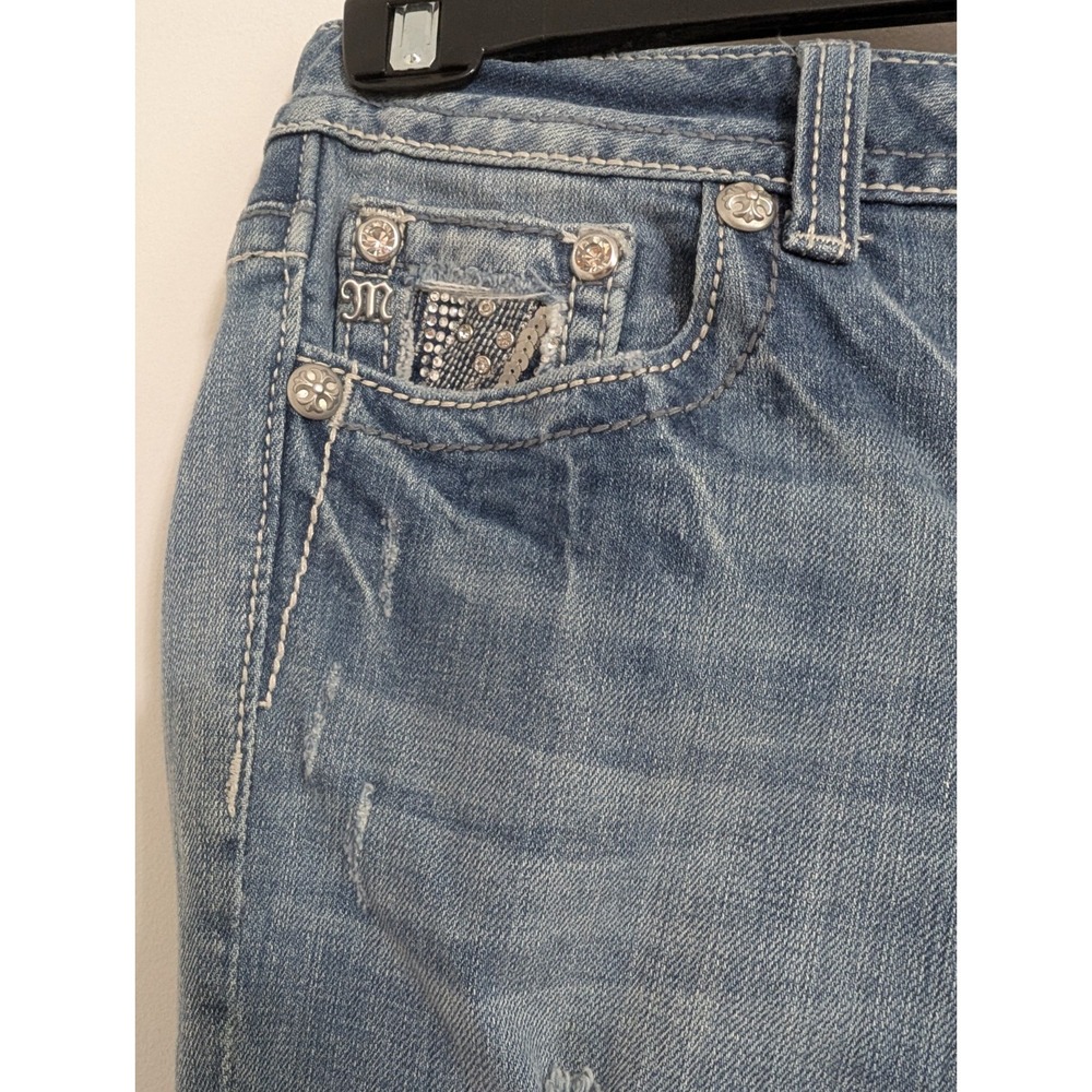 Miss Me Flare Denim Jeans 29 (30) Low Rise Stretch Sequin Blue JE5440F3R Great! - Picture 7 of 15